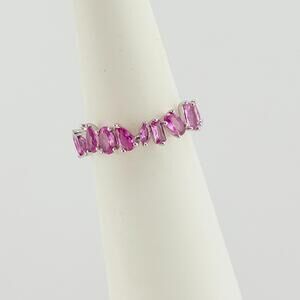 Bomb Party Sz 9  Ring "Midnight Wishes" RBP5883 Rose Corundum on Rhodium